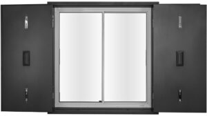 Fire shutter external door full open glazing